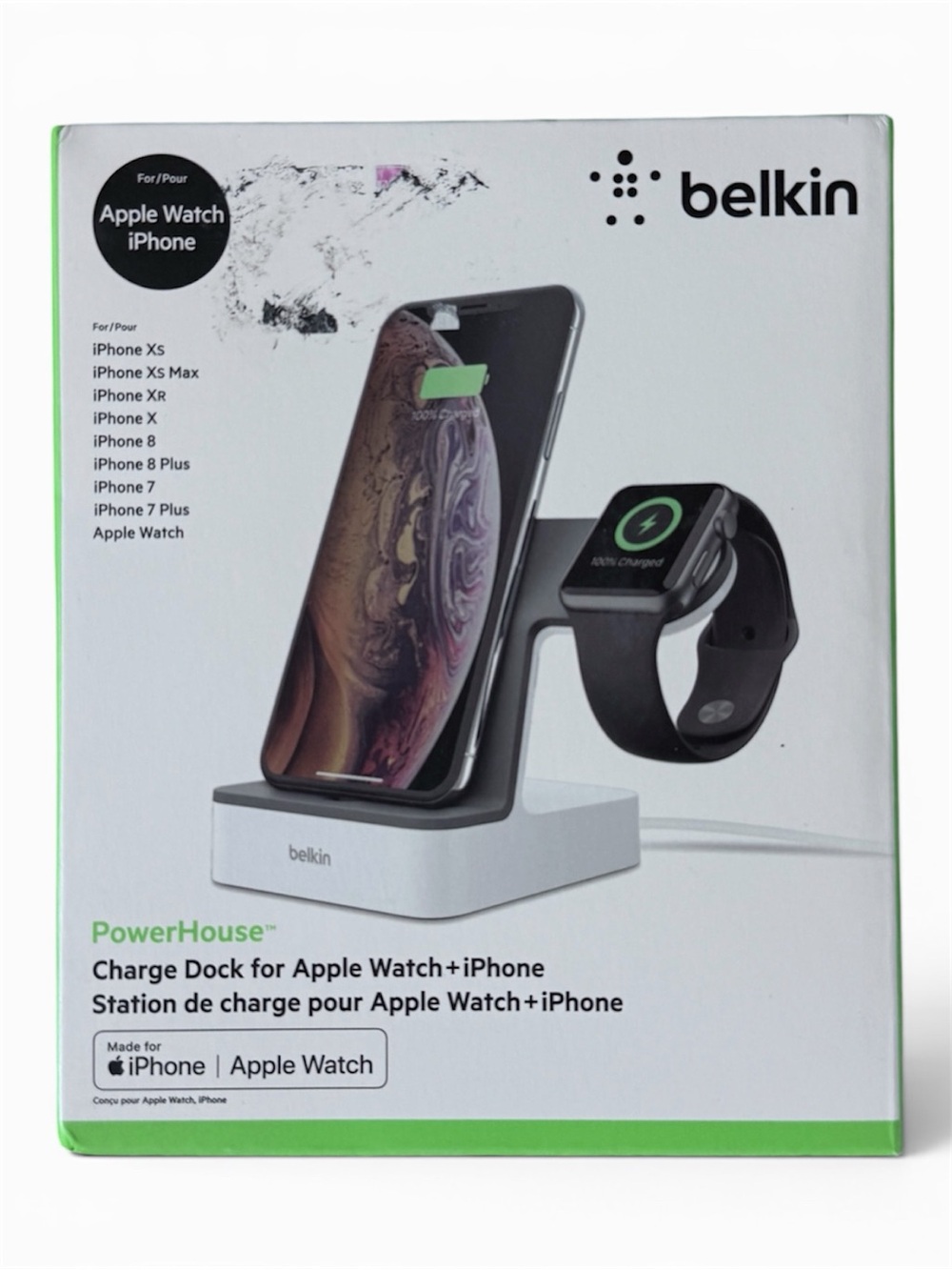 Belkin White and Black PowerHouse Dual Charge Dock for iPhone & Apple Watch